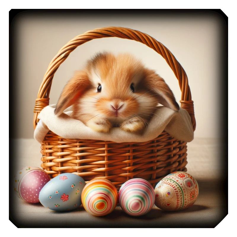 Un lapin mignon dans un panier