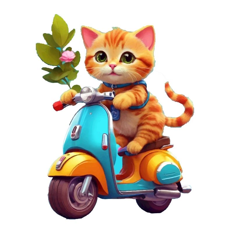Cat Rides Scooter