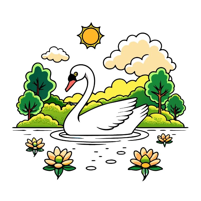 Ruhiger Schwan, der über einen ruhigen See gleitet