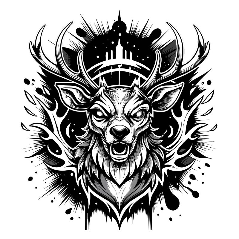 cerf noir et blanc