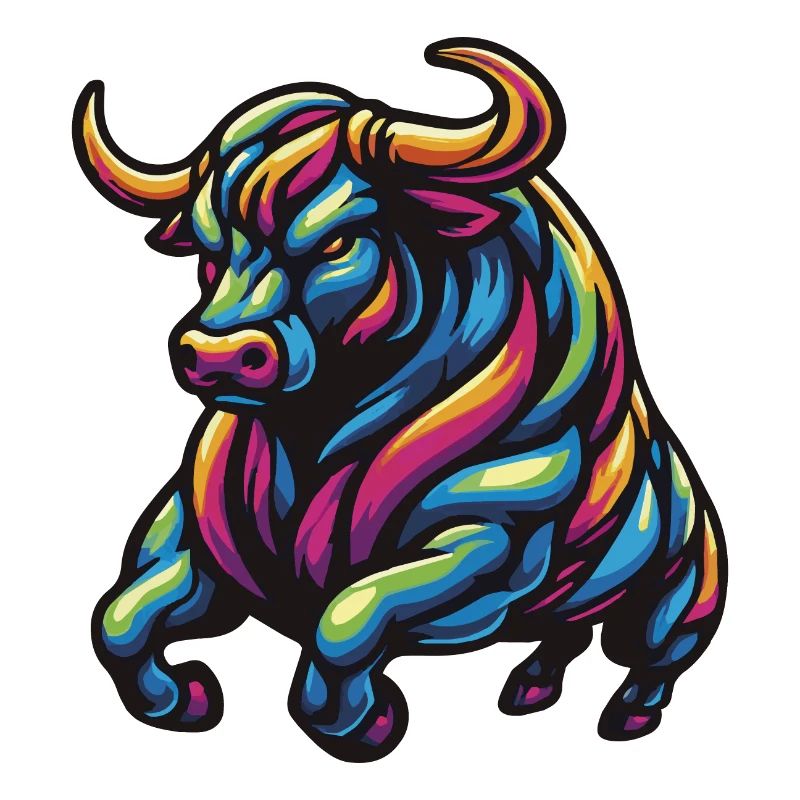 Farbenfroher wütender Stier 2