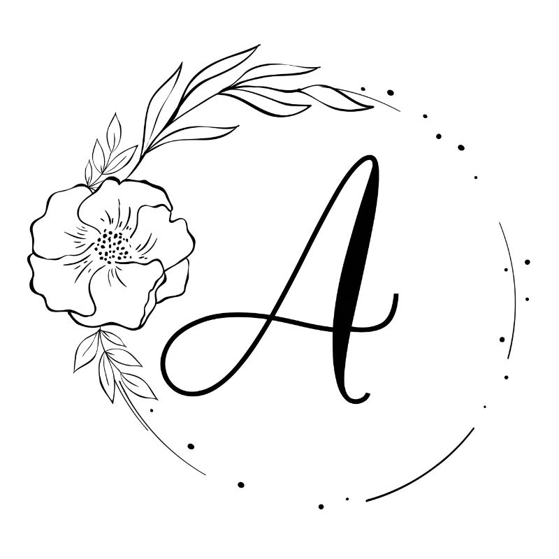 A Monogram Floral, Line Art, Personalizable