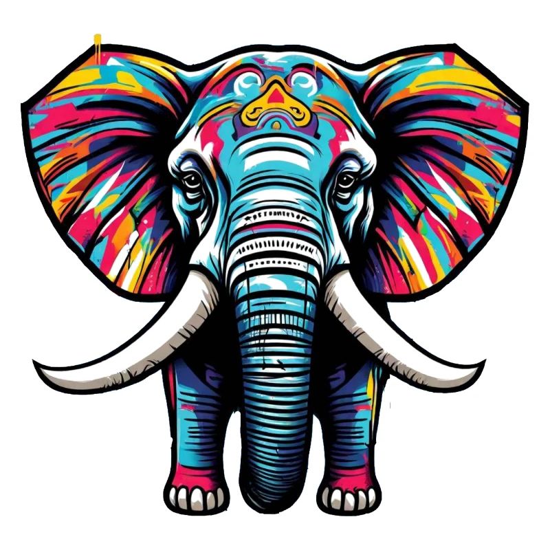 Éléphant coloré d’Afrique peint cérémoniellement