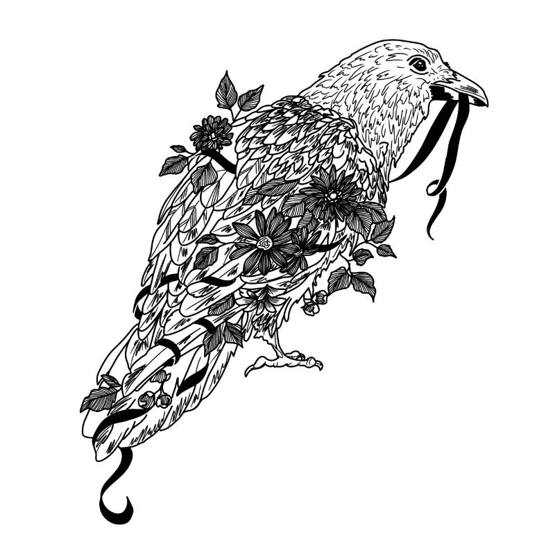 Corbeau fleuri