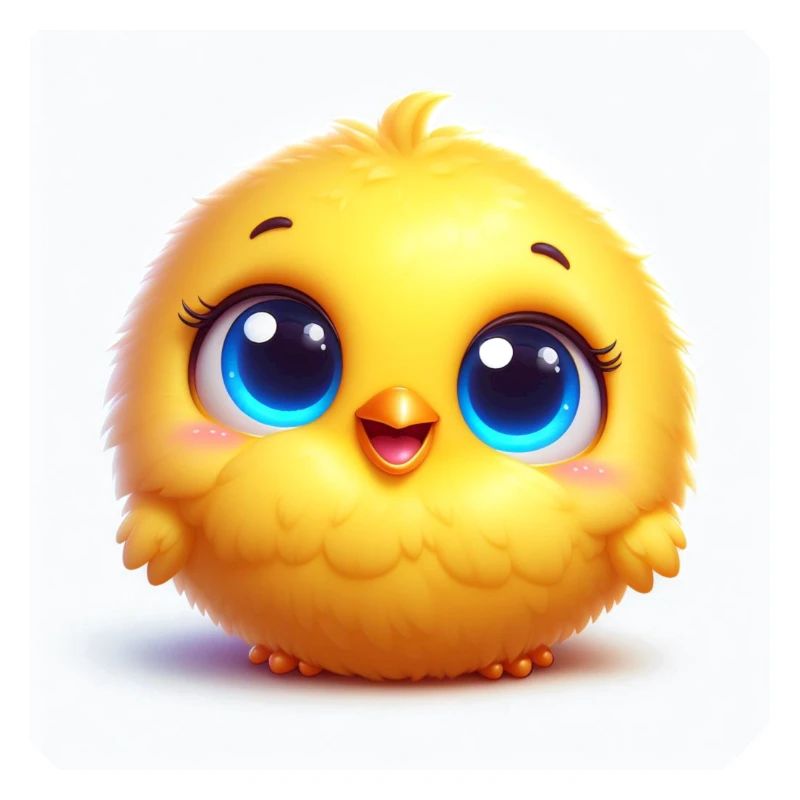 Bird chick fluffy with big blue eyes