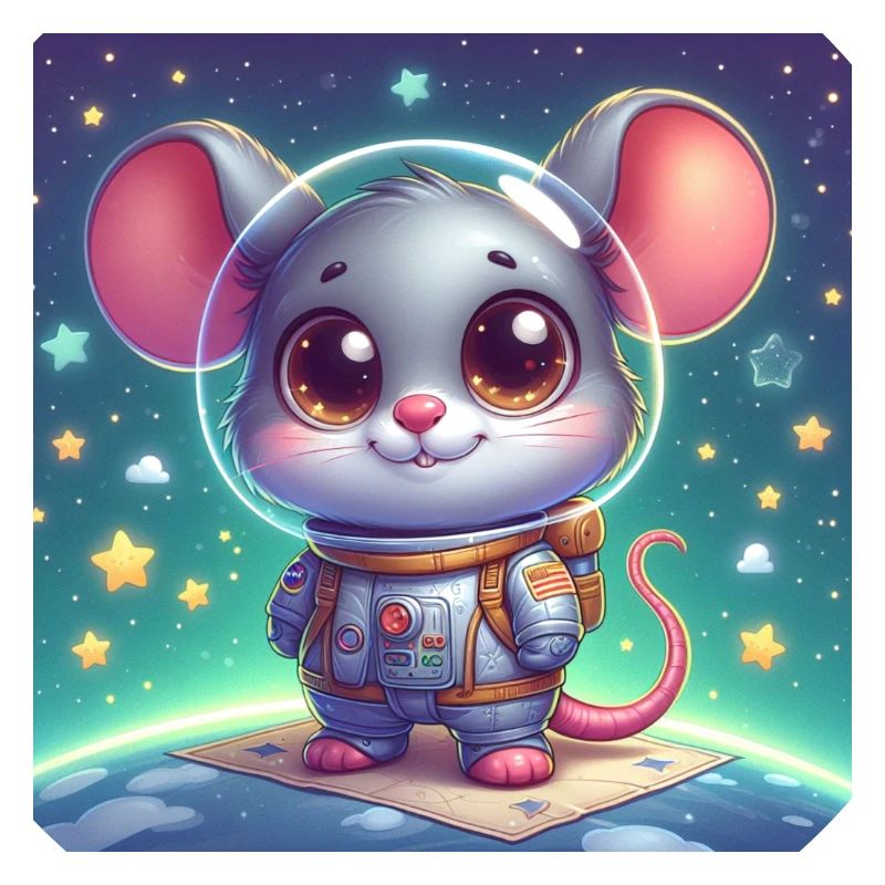 Souris de l’espace en combinaison spatiale sur la lune