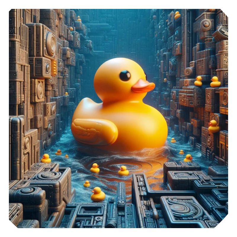 Canard de bain jaune en risograph Hyperréalisme City