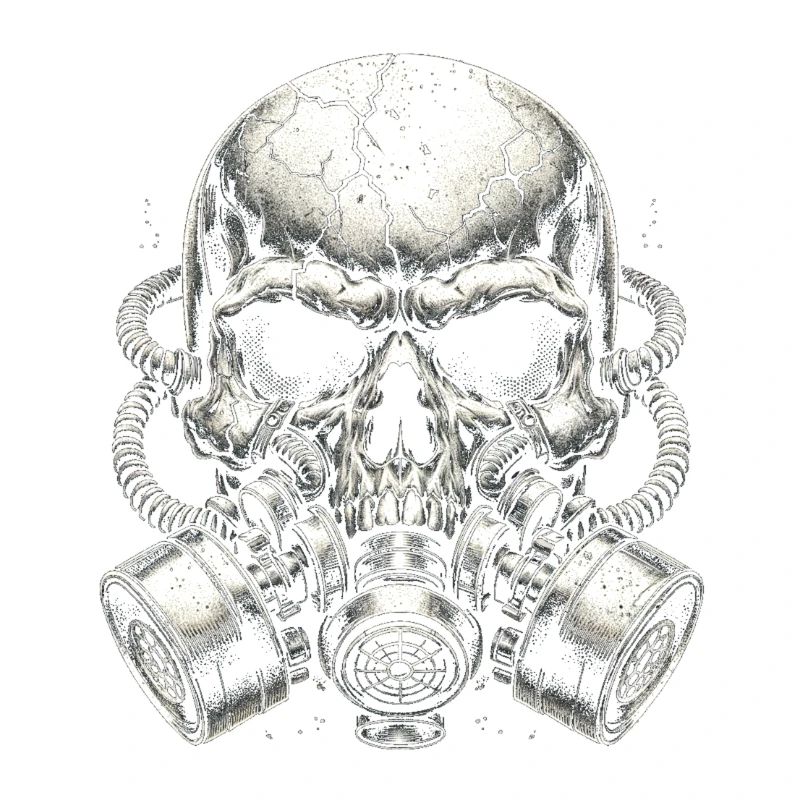 Zerbrochener Schädel mit zwei Filtern