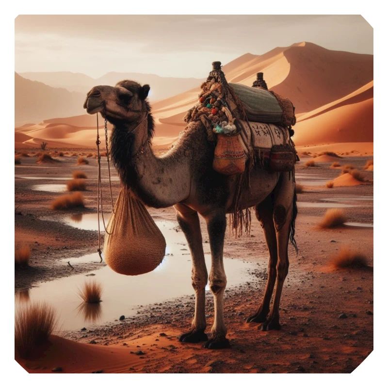 echtes Kamel in der Wüste A7