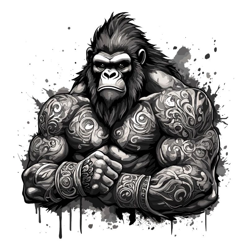 Tattoo / Tier / Kunst / cool / Comic / Gorilla