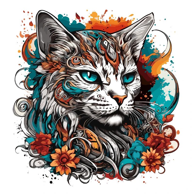 Tattoo / Tier / Kunst / cool / Comic / Katze