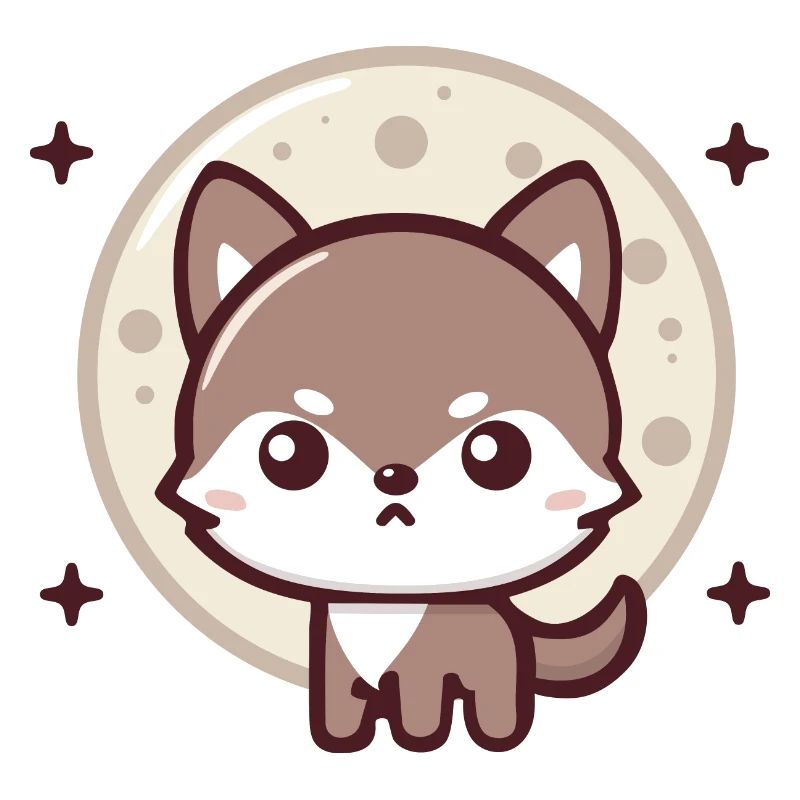 Moonlight Spirit: Chibi Wolf with Moon