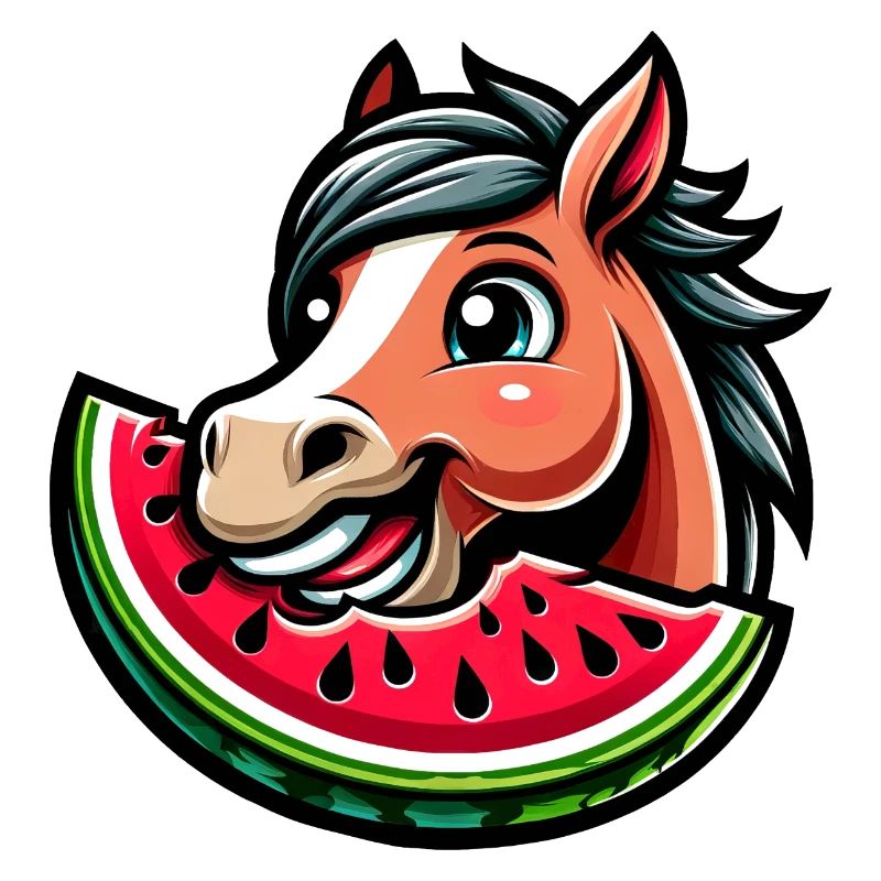 Süßes Pferd mit Melone Sommer Früchte