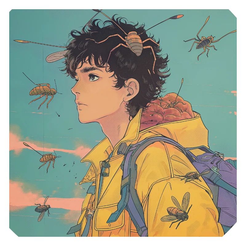 Années 80 Anime Guy Calmant Impression de mode de haute qualité