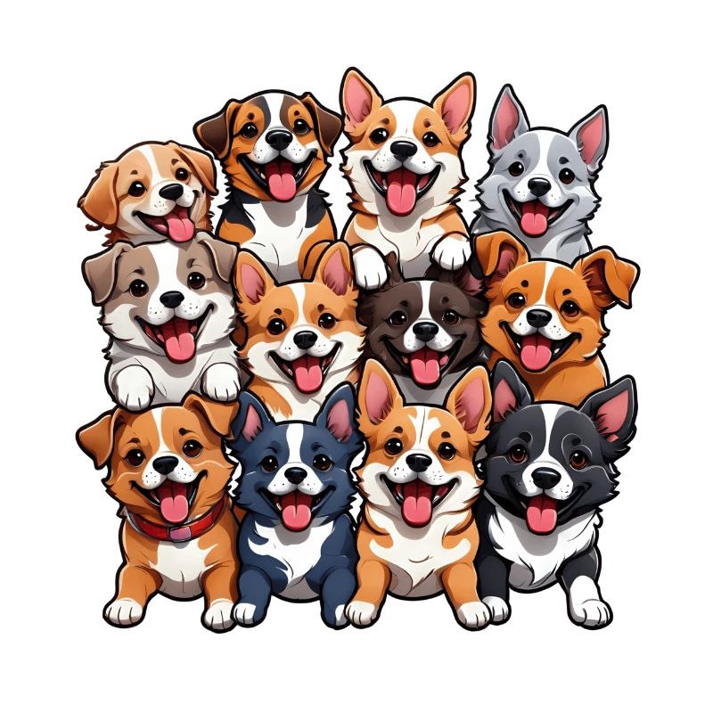Collage de chiens heureux
