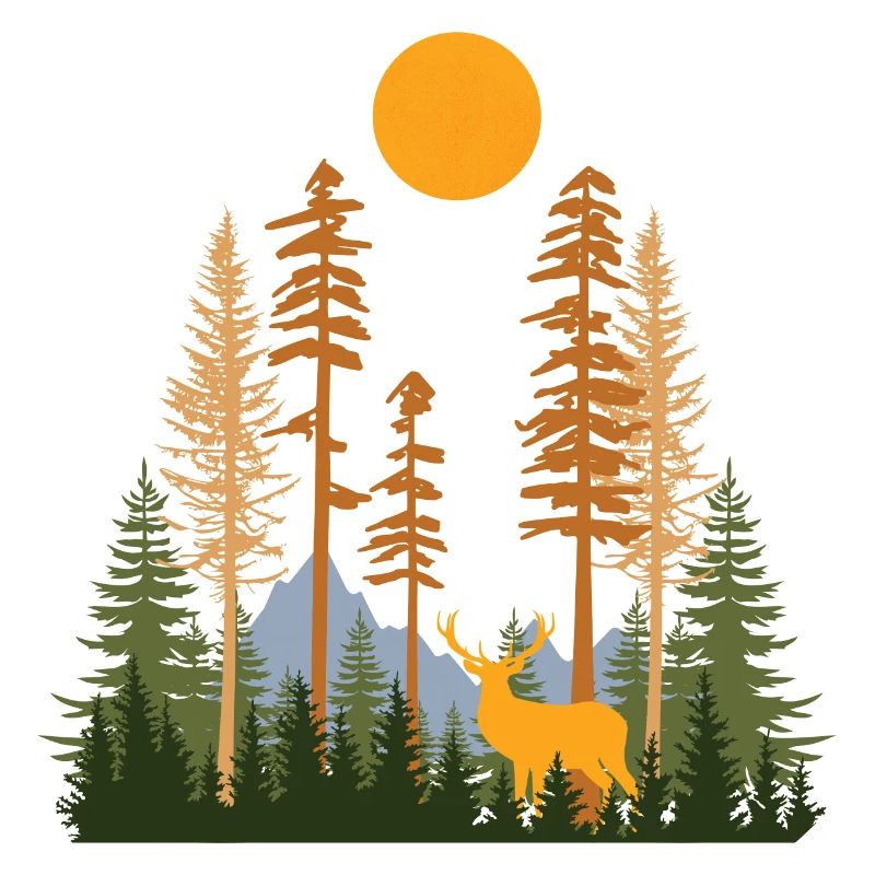 Forêt cachée et cerfs