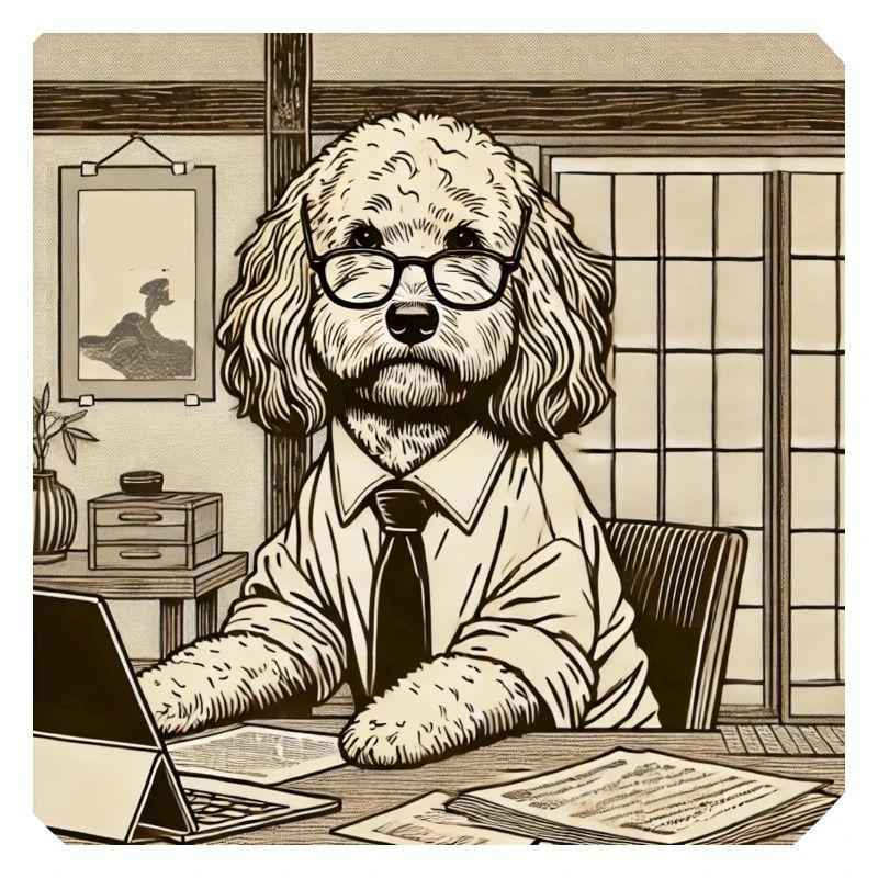 Japan Ukijo e Stil Schreibtisch Cockapoo