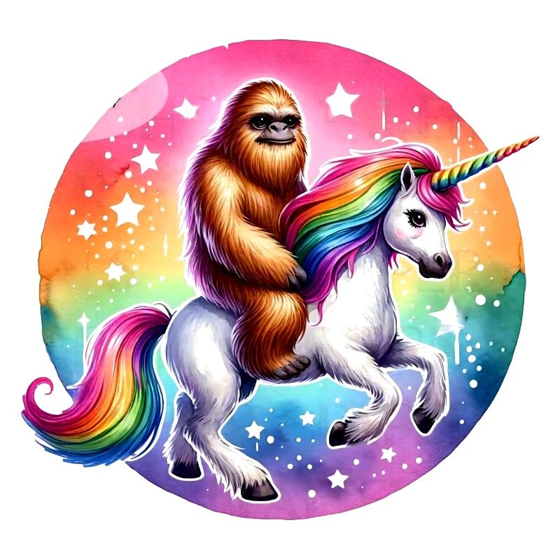 Orangutan on Rainbow Unicorn