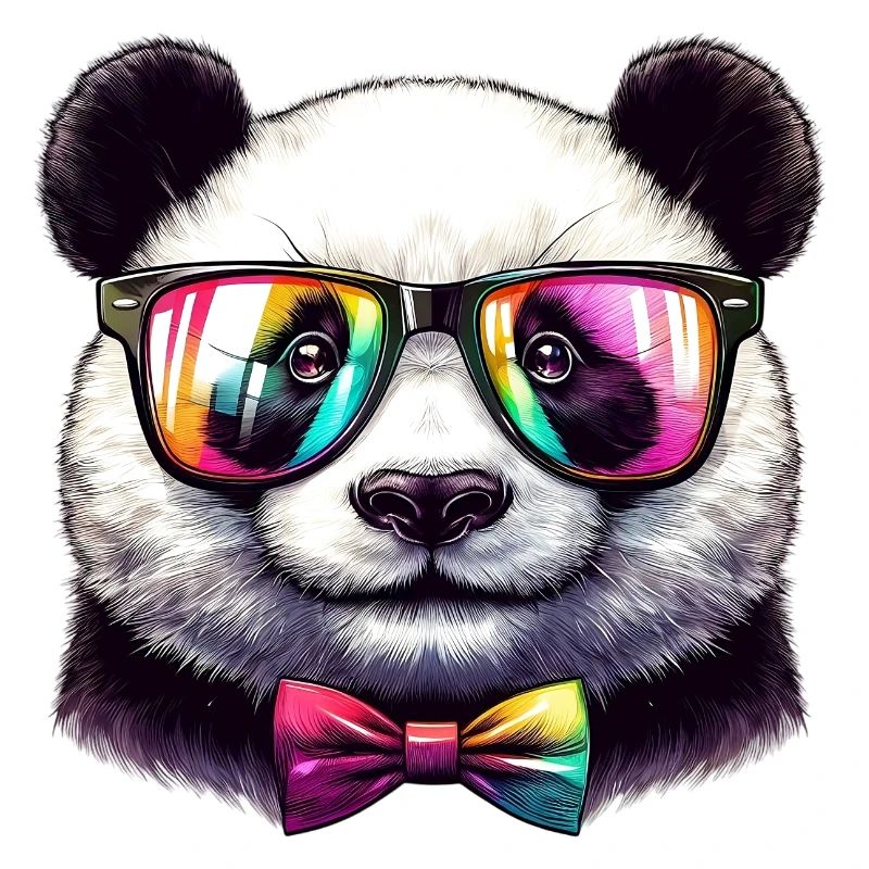 Panda mit Brille und Fliege