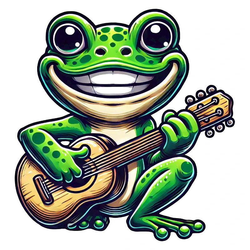 Cute frog with guitar