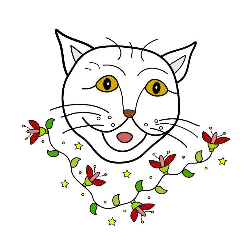 Chat à fleurs