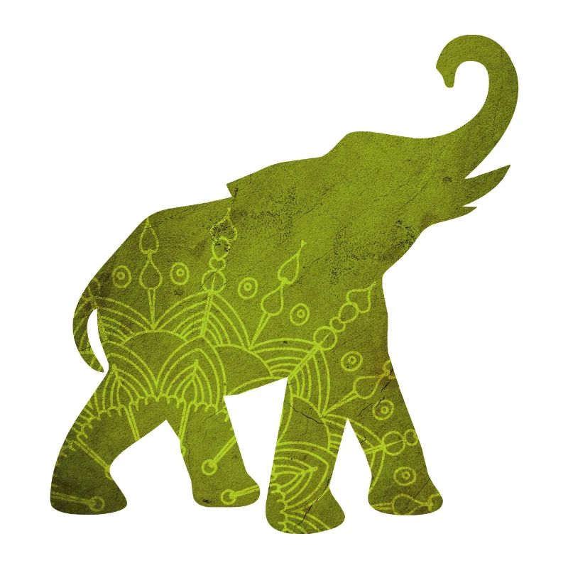 Yoga Green Elephant Pattern Mediatation India om