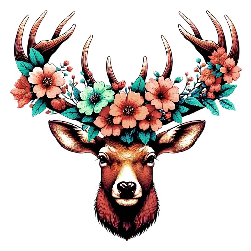 Hirsch mit Blumen