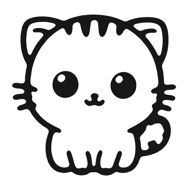 Cuddly Kitten Line Drawing