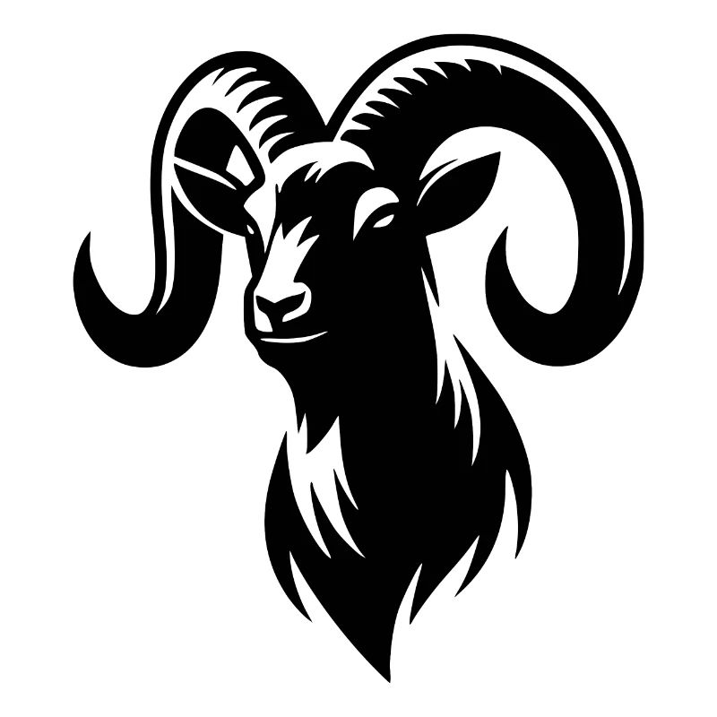 billy goat with huge horns