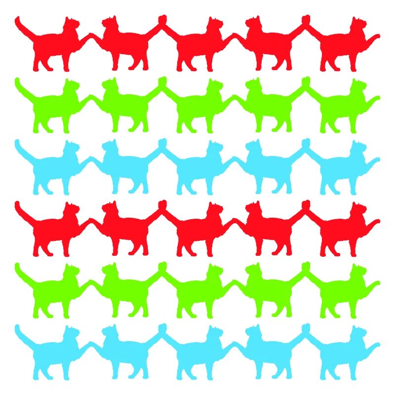 Many Cats Pattern Paws Hands Tail Greeting