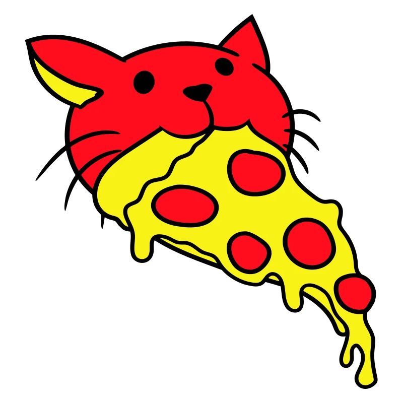 Chat mangeant du salami Pizza Faim Restauration rapide