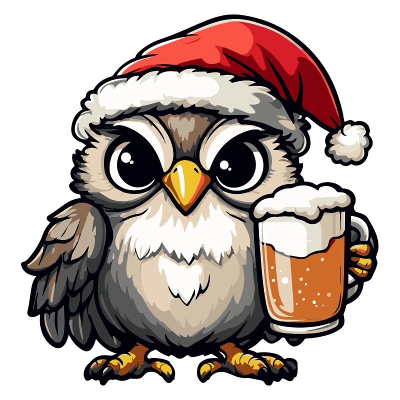 Eule Weihnachten Bier