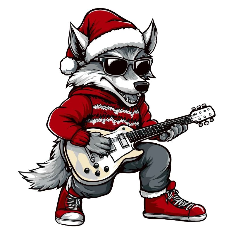 Wolf Christmas Guitar