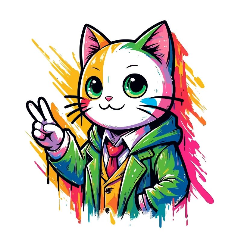Chat Peace signe de paix