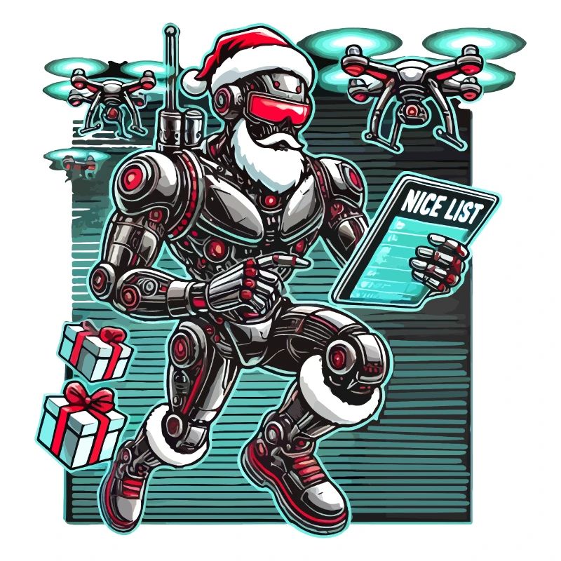 AI Santa Robot with Drones Future Christmas Helper