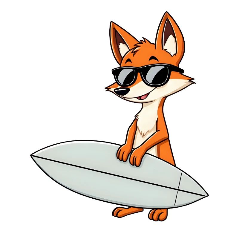 Confident Fox Surfboard Action - Sunglasses