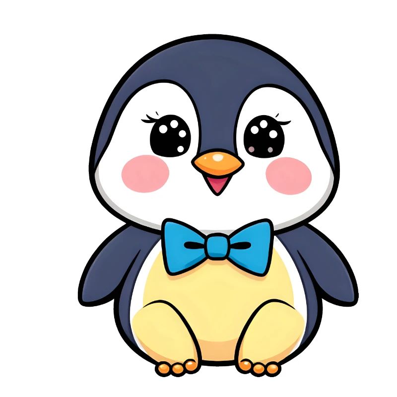 Fröhlicher Pinguin mit blauer Fliege