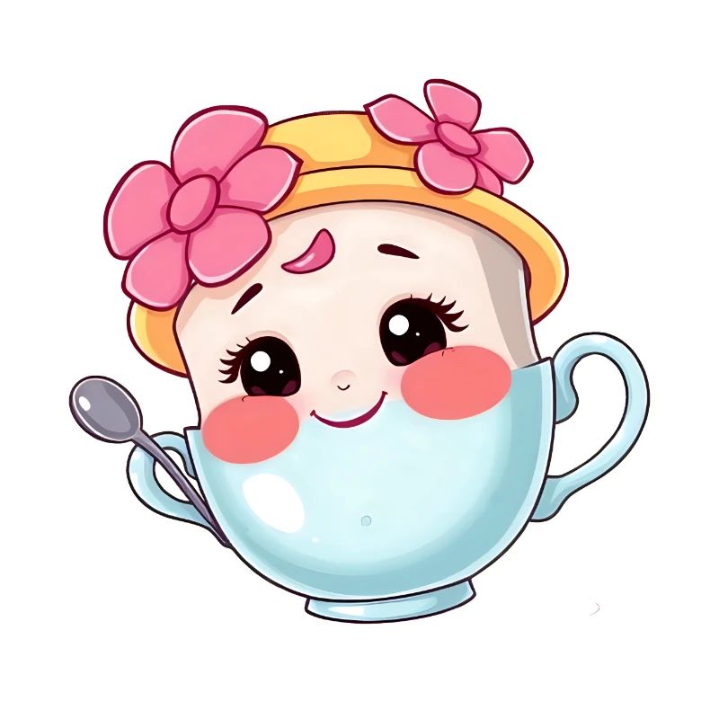 Conception de tasse à thé de dessin animé mignon