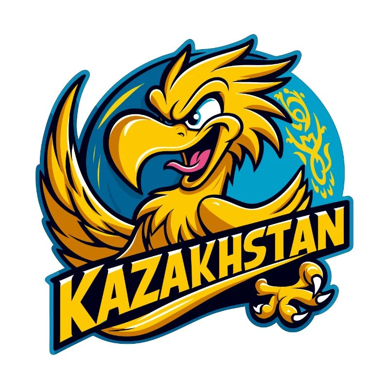 Kazakhstan Eagle Crest Cartoon Flag Gift