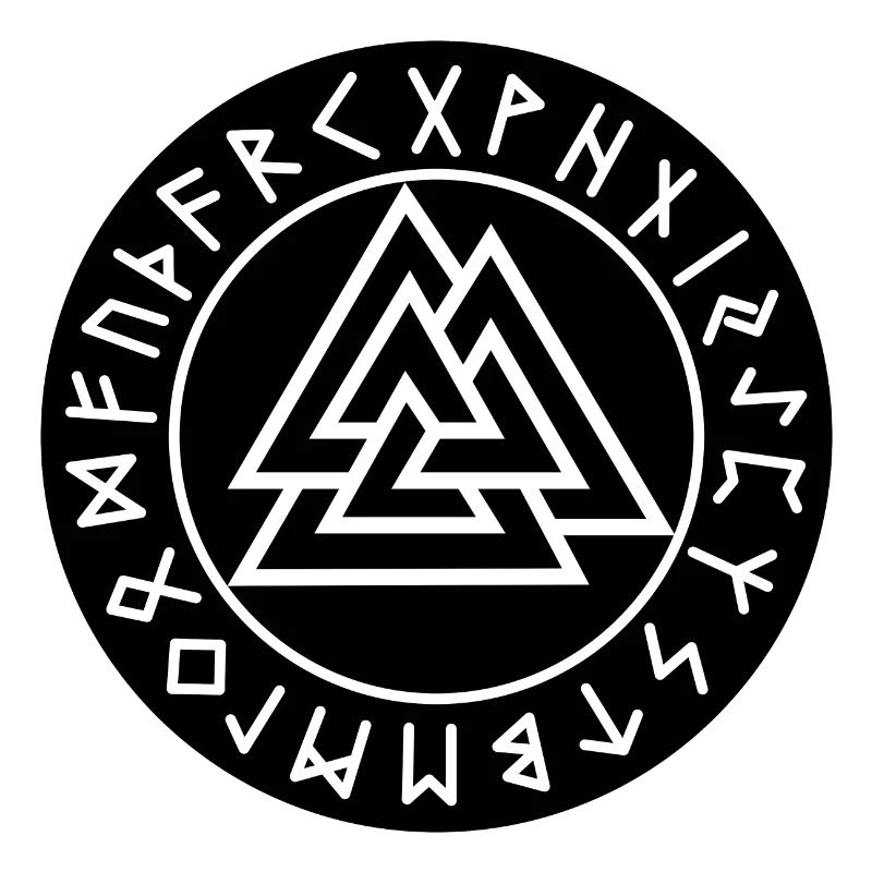 Valknut black rune circle