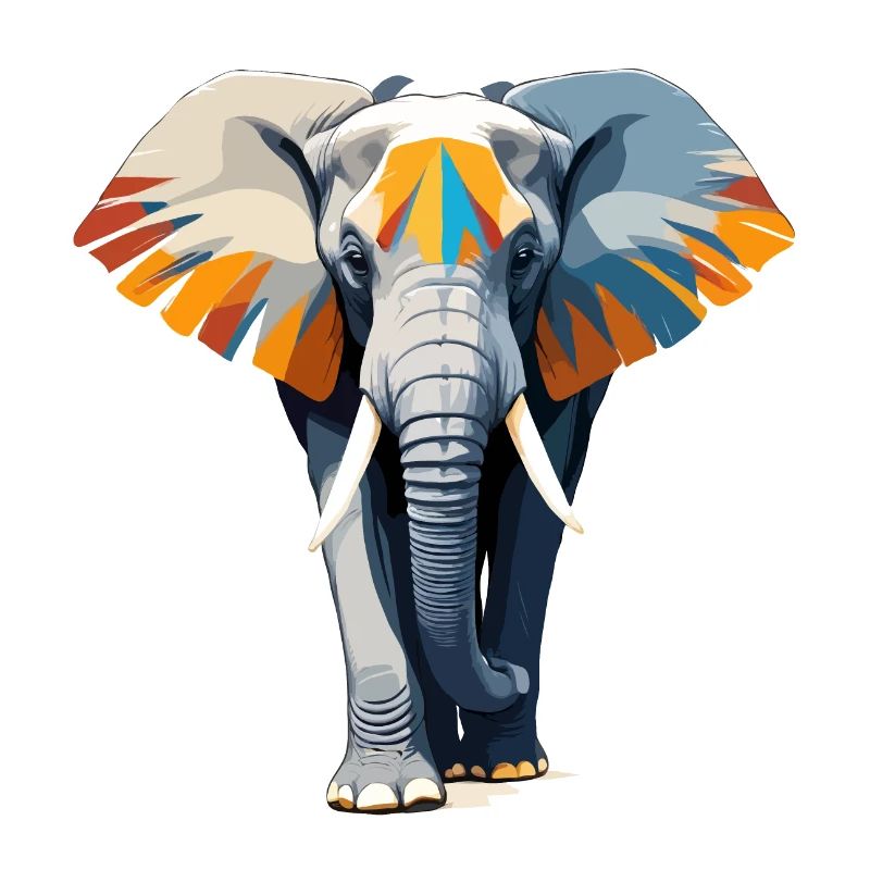 Elephant Vector Art Vibrant Colour Illustration