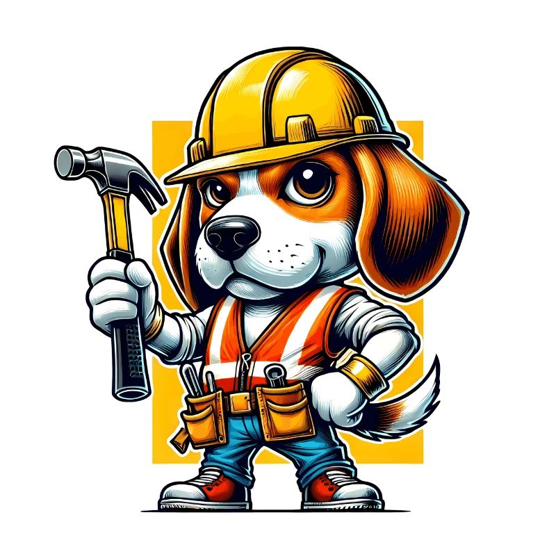 Beagle construction worker