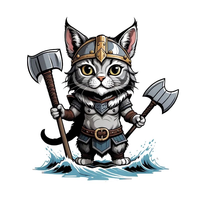 Cat Wikinger Viking Katze Geschenk Süß