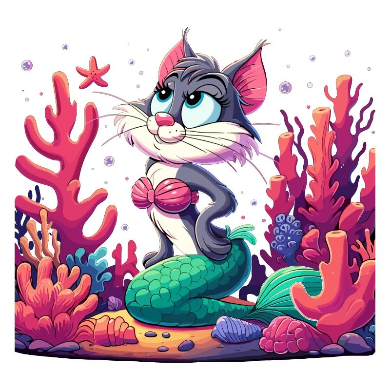 Sirène Sirène Chat Chat Eau Chat Cadeau