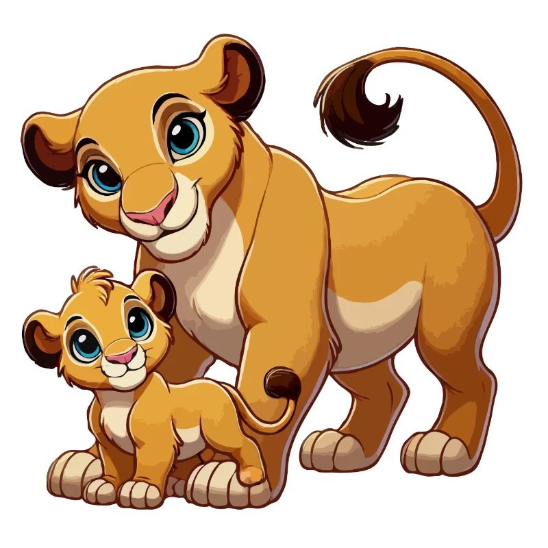 Mère lion avec enfant
