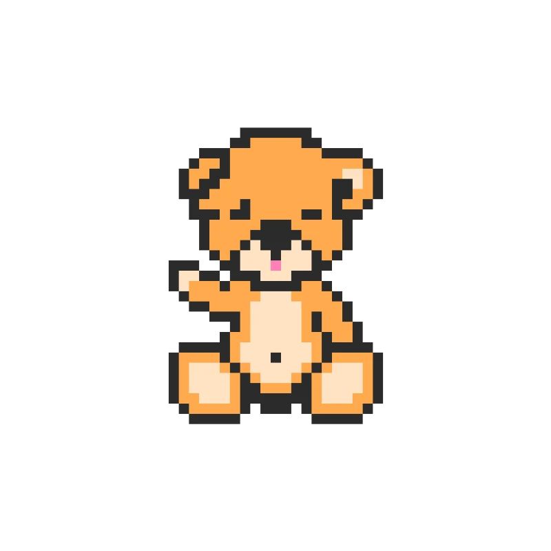 Pixel Bear Neon Orange