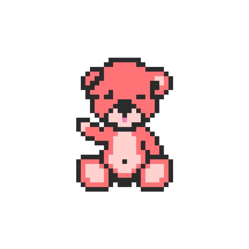 Pixel Bear Neon Pink