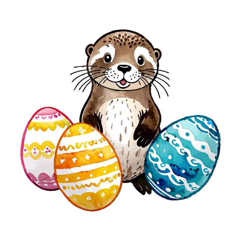 Otter Easter Watercolor