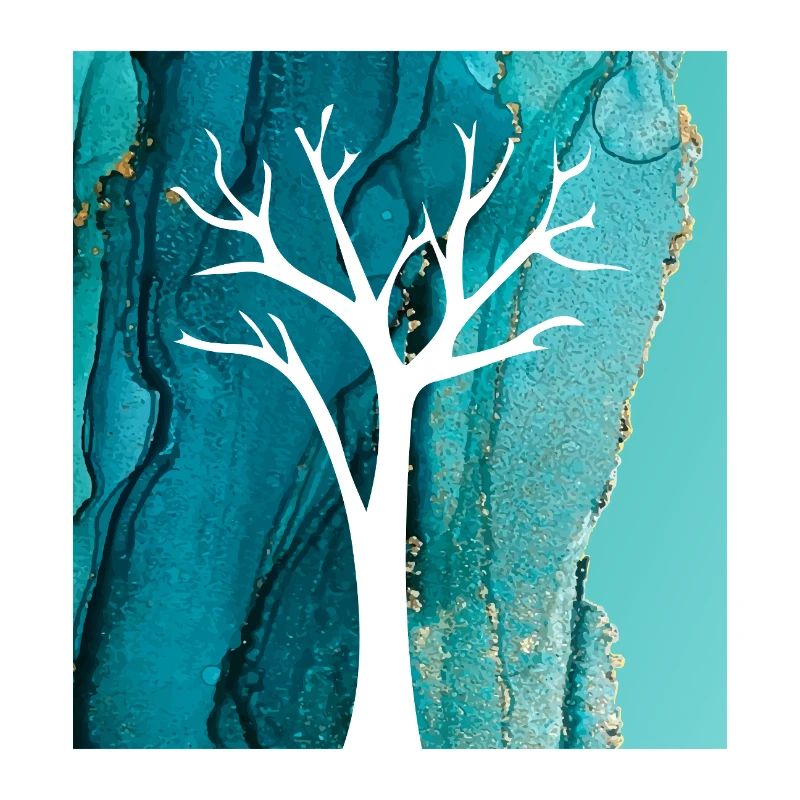 White Tree with Abstract Marble Background