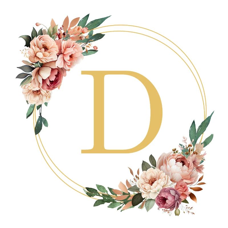 D Monogram, Couronne de fleurs, Personnalisable